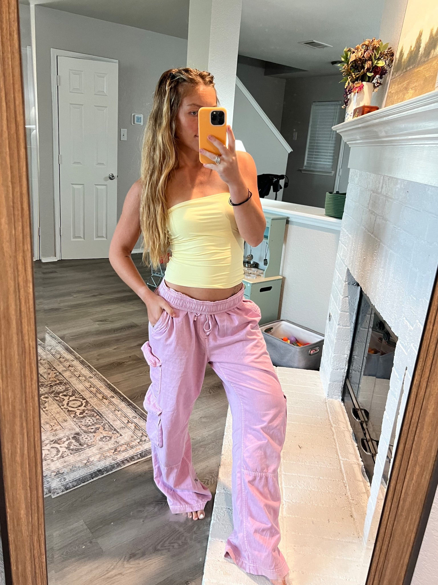 Colorful, casual, cozy 💛💜🧡
This is your sign to wear the bright outfit — even if you’re just running errands or chasing a toddler around the house 😅☀️

Wearing:
• Garage yellow tube top (soft & stretchy!)
• Free People purple pants (the comfiest wide legs ever)
• Amazon flower clips (fun, easy mom-hack for hair)
• Amazon orange phone case (affordable + aesthetic)

Linked it all on my LTK under “Summer Casual Faves” 🌼✨
Because dopamine dressing > everything.

#LTKStyle #ColorfulOutfit #SummerStyle #GarageTop #FreePeoplePants #AmazonFinds #MomStyle #CasualOutfitInspo #LTKUnder50 #CuteAndComfy #OOTD #DopamineDressing #EasyOutfit #PostpartumStyle #LTKSummer

#LTKStyleTip #LTKPetite #LTKSeasonal