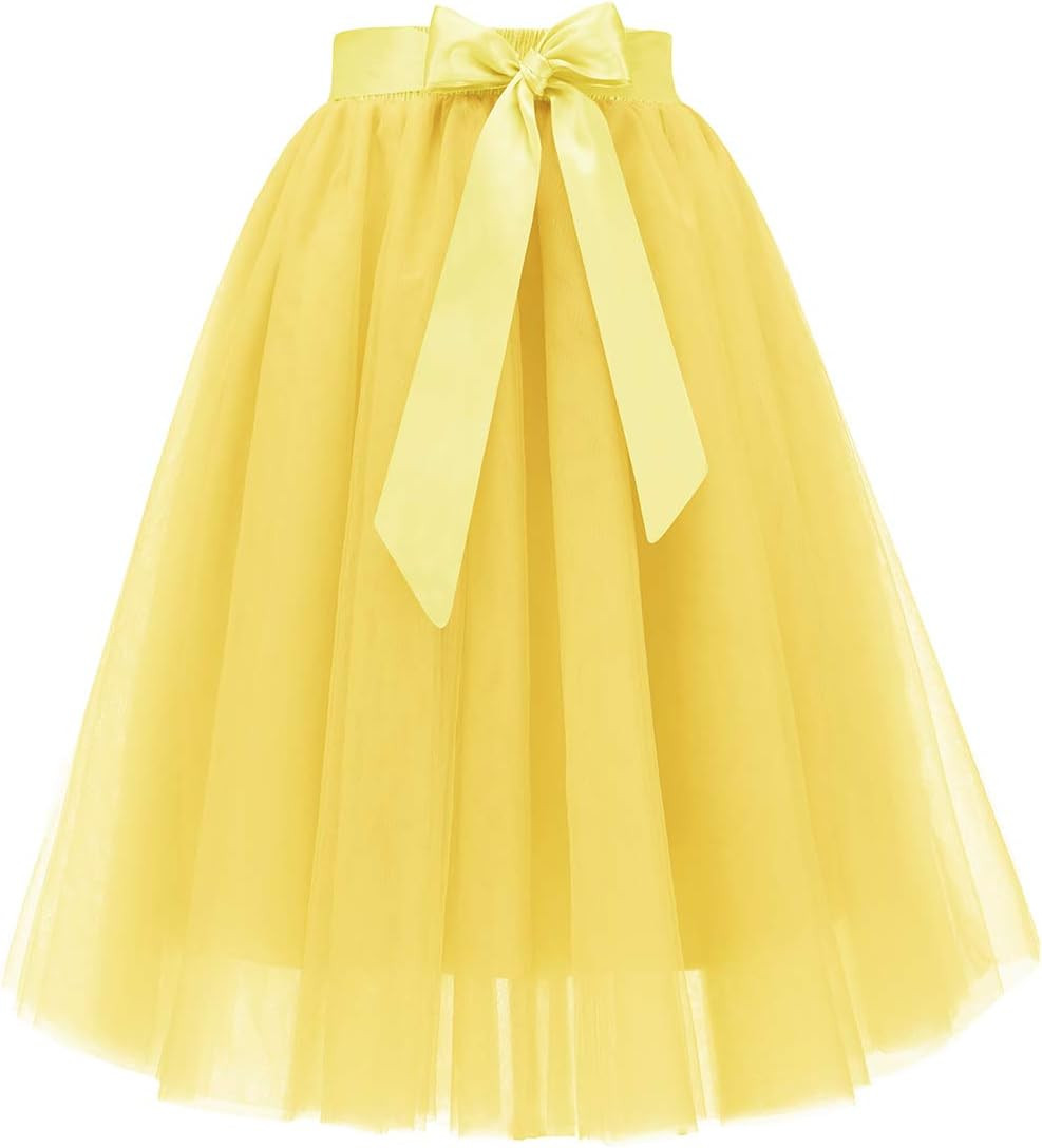 Bridesmay Women's Tulle Skirt Knee Length 6-Layered Wedding Party Homecoming Prom Dress | Amazon (US)