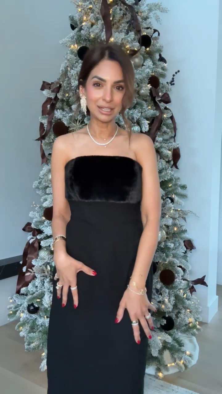 This Anthropologie dress might be the most fun winter piece I’ve ever worn 🖤 The faux fur neckline gives it such a luxe touch, perfect for holiday parties or any chic winter event. Styled with statement earrings and gold heels! Wearing size XS ✨

#LTKPetite #LTKSeasonal #LTKHoliday