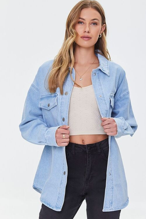 Denim Curved-Hem Shacket | Forever 21 (US)