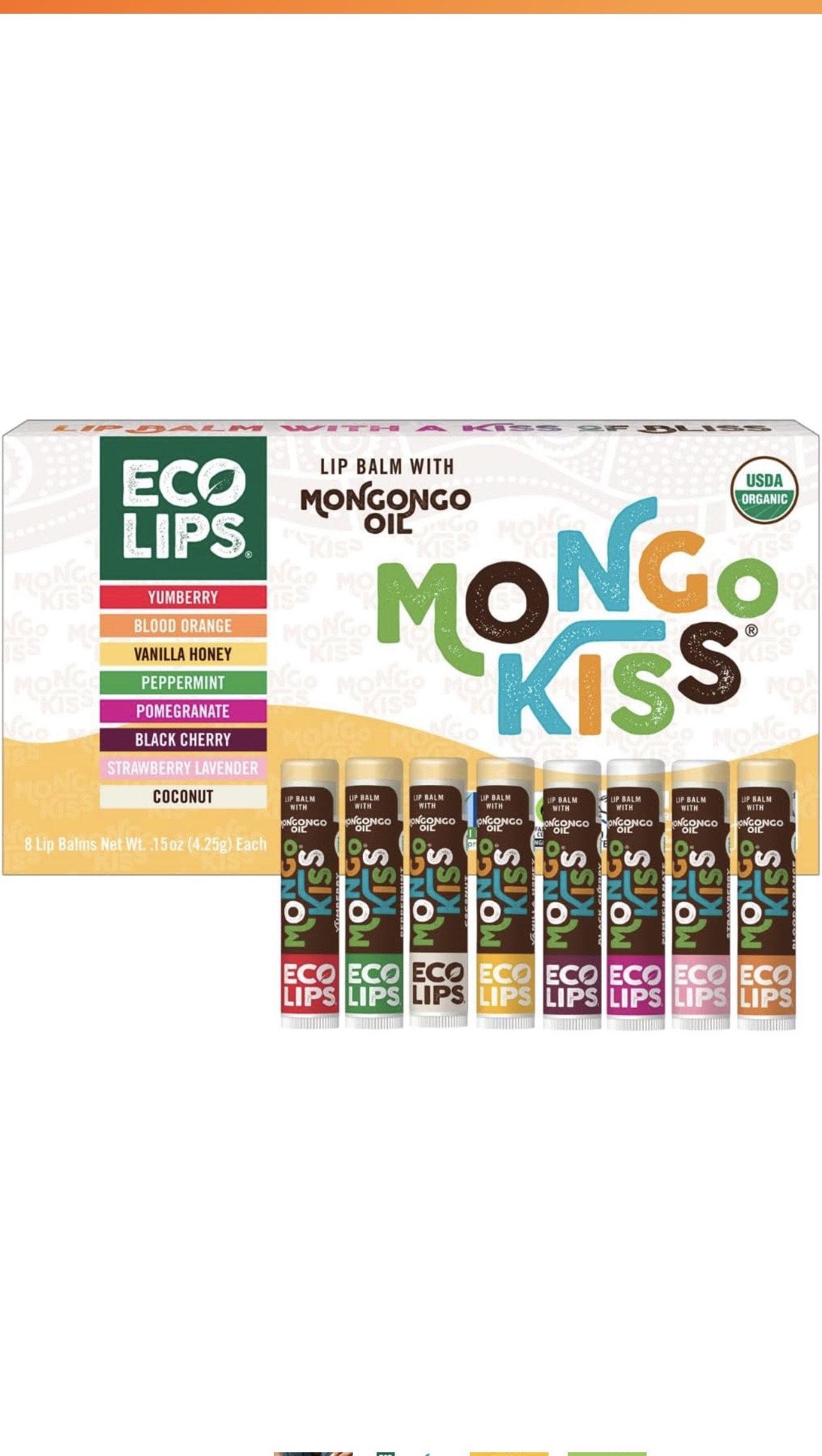 Eco Lips Mongo Kiss Certified Organic Lip Balm Variety 8-pack with Mongongo Oil & Cocoa Butter to Moisturize Dry Chapped Lips | Made in USA

#LTKBeauty #LTKHoliday #LTKGiftGuide