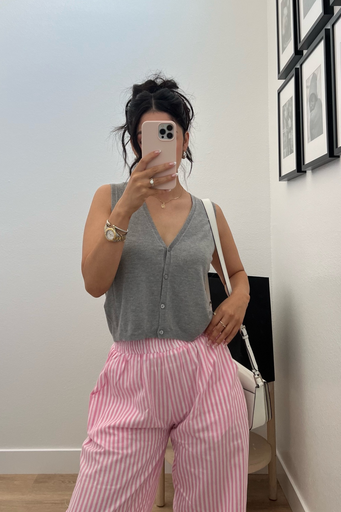 Vest sold out in gray but linked in cream 

Pants size 6 