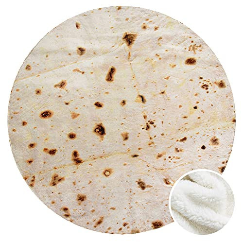 CASOFU Sherpa Burritos Giant Flour Tortilla Throw Blanket, Novelty Soft and Warm Sherpa Taco Blanket for Your Family. (Beige Sherpa, 71 inches) | Amazon (US)