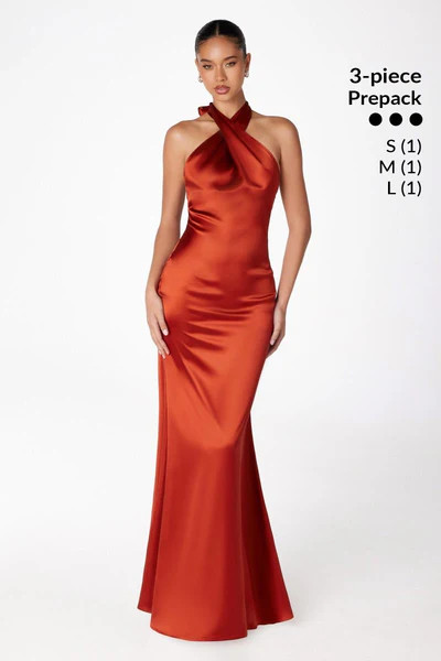 Piper Maxi Dress - Fitted Satin Halter Dress | Lady Black Tie