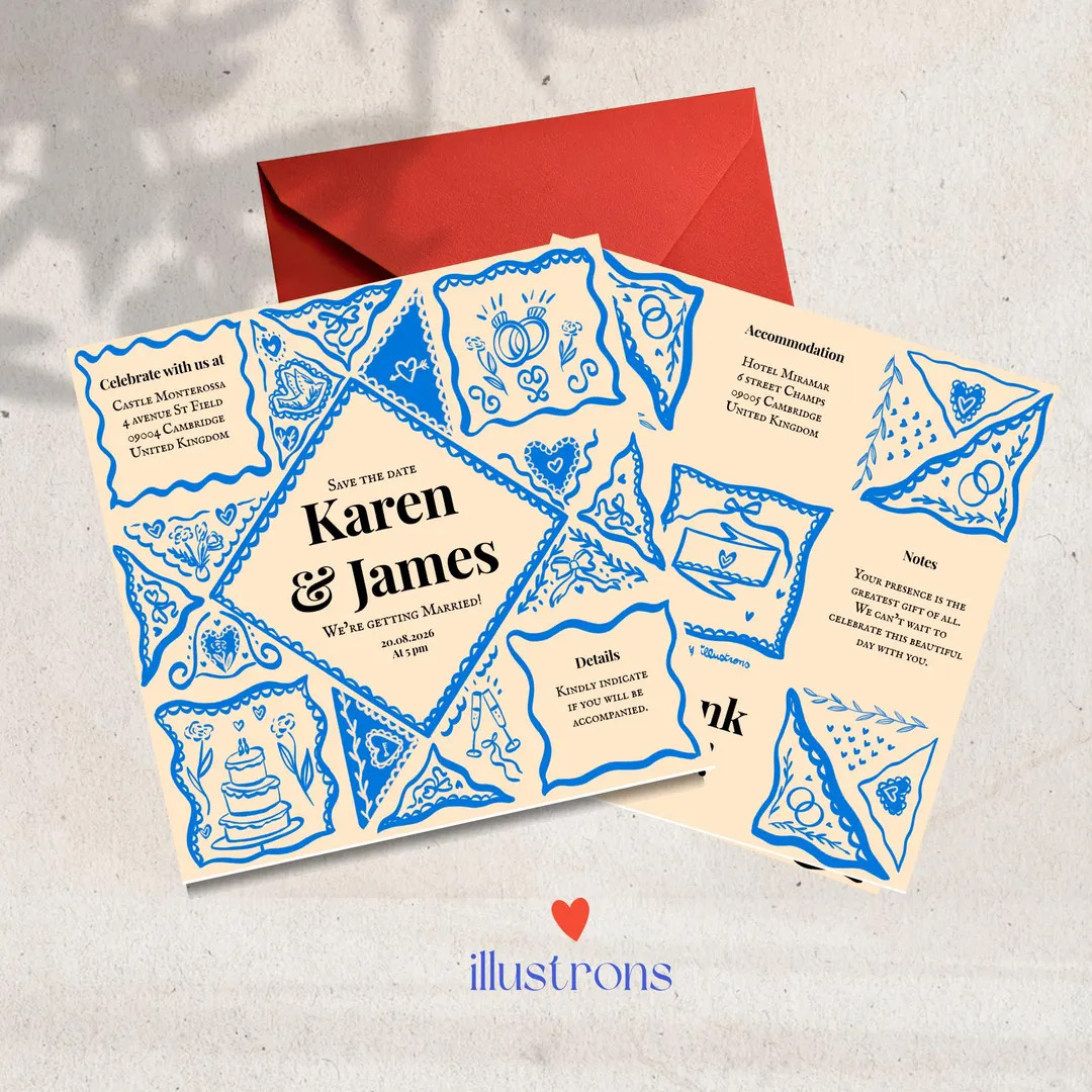 Printable Wedding Invitation Editable template with Canva - Victorian Puzzle Purse digital illust... | Etsy (US)