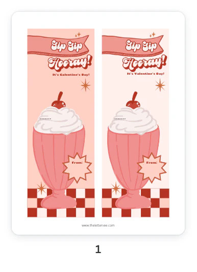 Sip Sip Hooray Milkshake Valentines | Printable Valentines | The Letter Vee