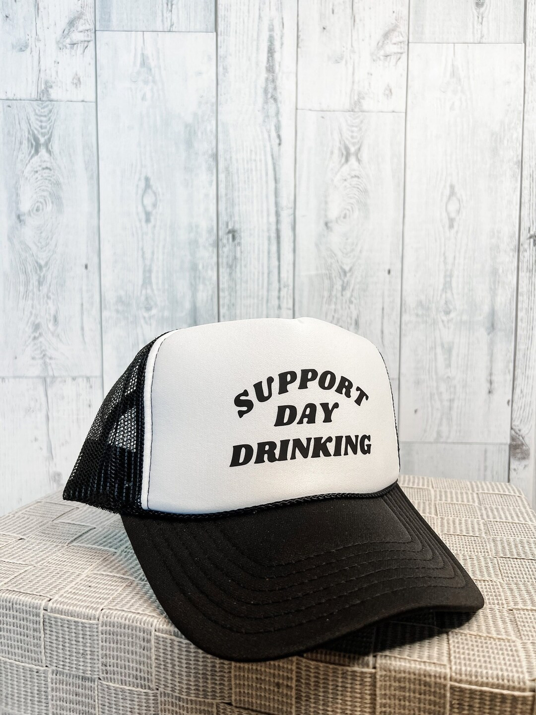 Support Day Drinking Trucker Hat Black/White , 4th of July, Lake Hat, Day Drinking, Bachelorette ... | Etsy (US)
