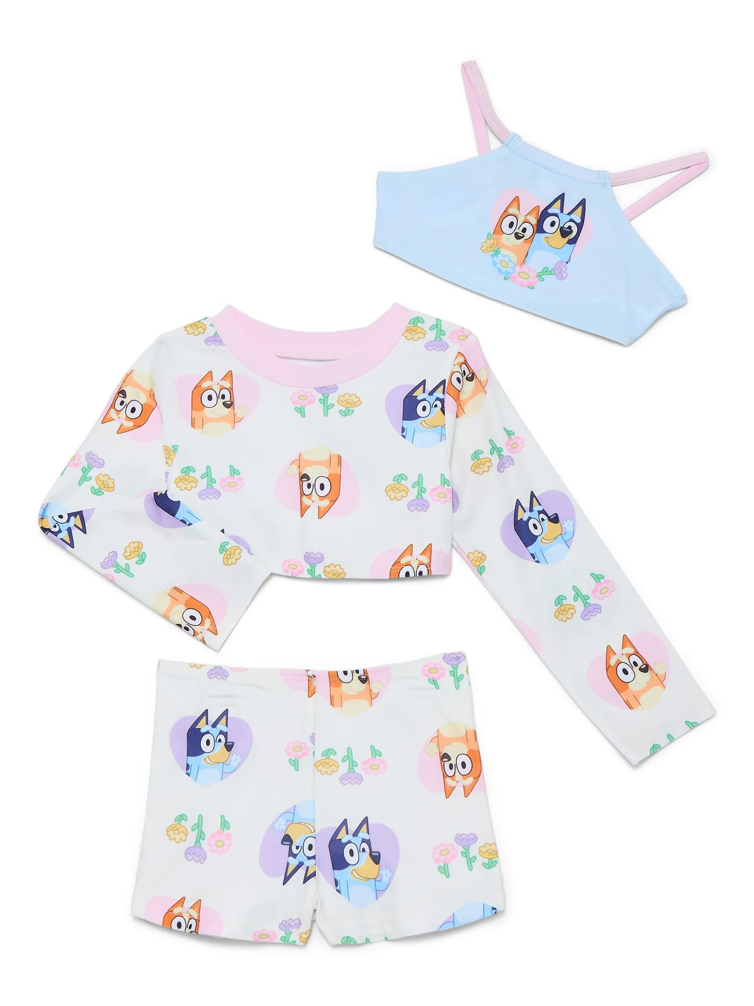 Character Toddler Girl Rash Guard and Bikini Swimsuit Set, 3-Piece, Sizes 2T-5T | Walmart (US)