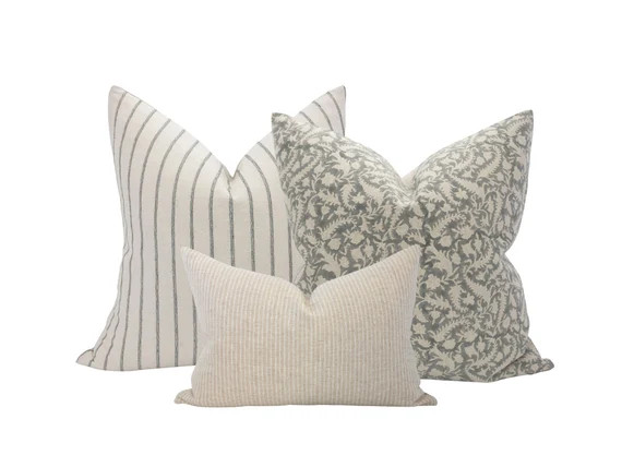 Light Neutral Pillow Combo Block Print Pillow Combo Block - Etsy | Etsy (US)