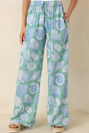 Paradisa San Marino Oceana Blue Multi Drawstring Pants | Red Dress