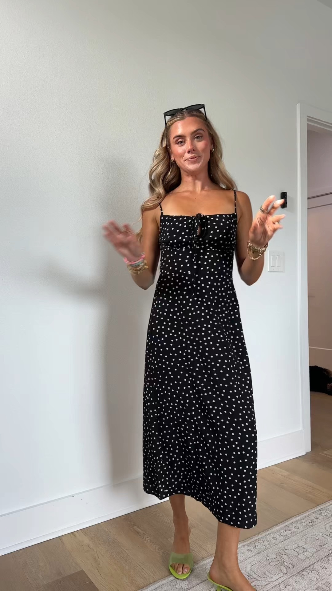 Amazon Women Silk V-Neck Dresses Spaghetti Strap Dots Pullover Dress Slim Fit Ankle-Length Dresses.  This actual dress is from TikTok shop size small but this amazon option looks the most similar.

#LTKootd #LTKSaleAlert #LTKdayinmylife