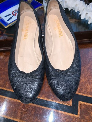 Authentic Chanel Caviar Leather Ballerina Flats | Black Sz 40.5  | eBay | eBay US