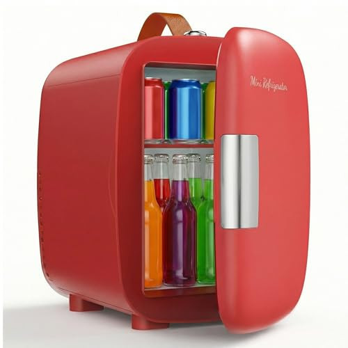 OLIXIS Mini Fridge for Bedroom, Office & Car, Portable Mini Refrigerator for Skincare with Handle, 4.23QT Compact Cooler for Drinks, Food, Skincare & Makeup, Ultra-Quiet Energy-Saving, AC/DC | Amazon (US)