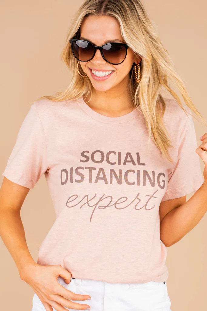 Social Distancing Expert Peach Pink Graphic Tee | The Mint Julep Boutique