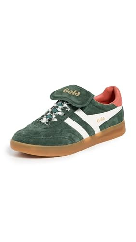 Gola Women's Stadia '86 Suede Sneakers, Evergreen/Off White/Hot Coral, 11 Medium US | Amazon (US)