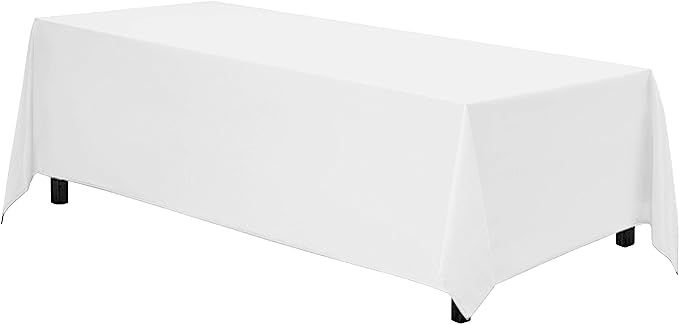 Gee Di Moda Rectangle Tablecloth - 70 x 120 Inch - White Rectangular Table Cloth in Washable Poly... | Amazon (US)