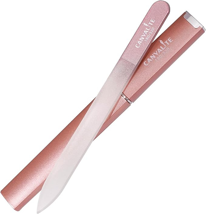 CANVALITE Glass Nail Files for Natural Nails Glass Fingernail File Crystal Nail Files with Case D... | Amazon (US)