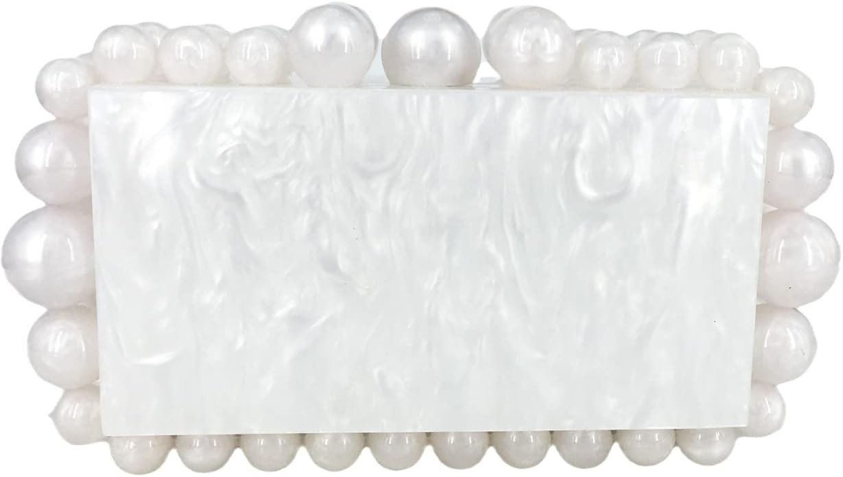 Boutique De FGG Acrylic Marble Clutch Purse for Women, Beaded Evening Bag for Prom Party Bridal W... | Amazon (US)