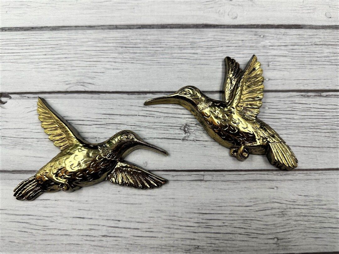 HOMCO Gold Hummingbirds Wall Plaques, Vintage Pair of Birds Wall Art Hangings, Home Interiors Mad... | Etsy (US)