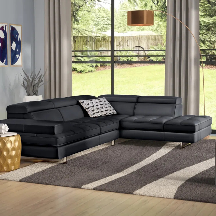 Hugo 2 - Piece Leather Chaise Sectional | Wayfair North America