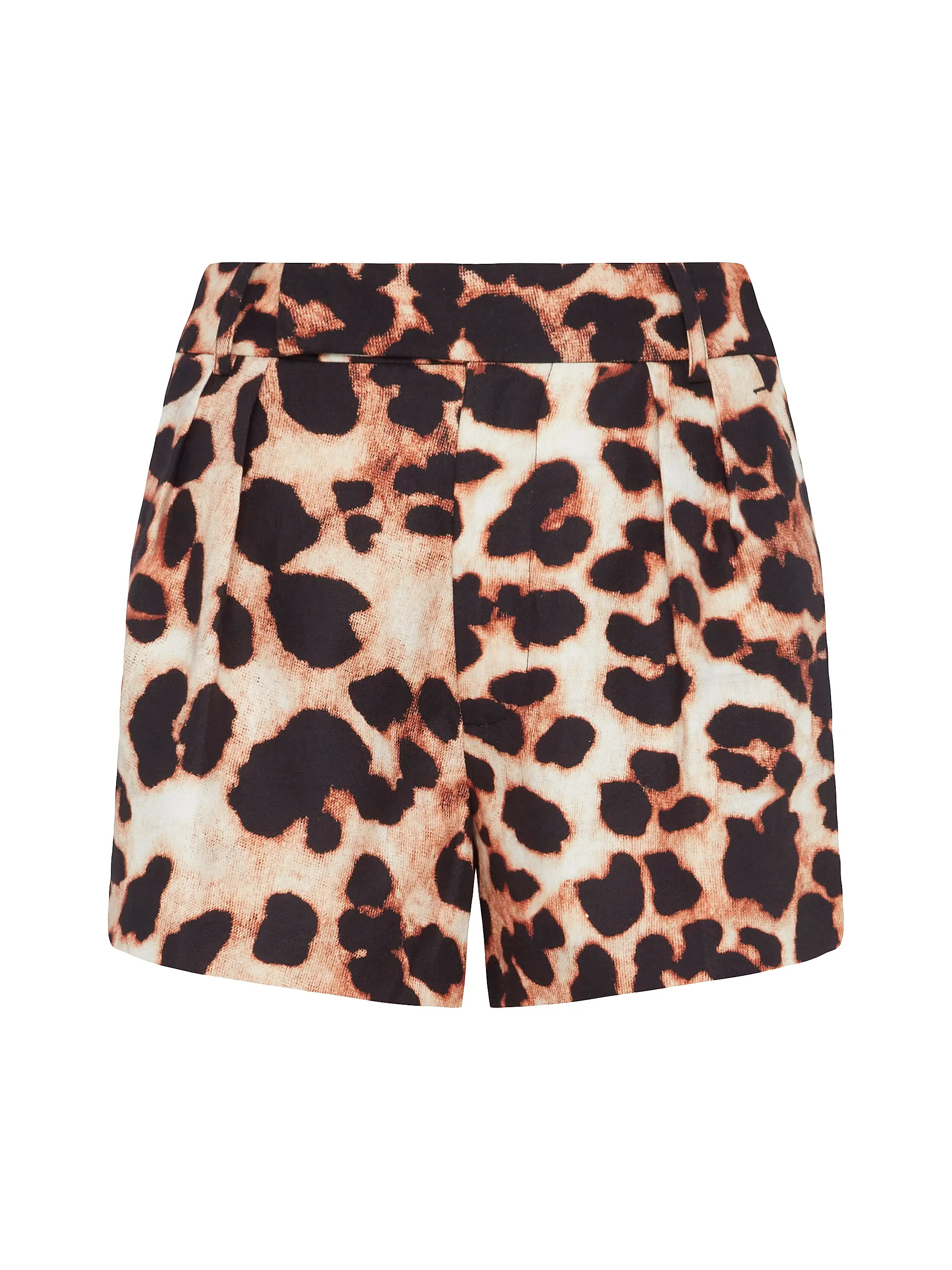 7 For All MankindLeopard Pleated Linen-Blend Shorts | Saks Fifth Avenue