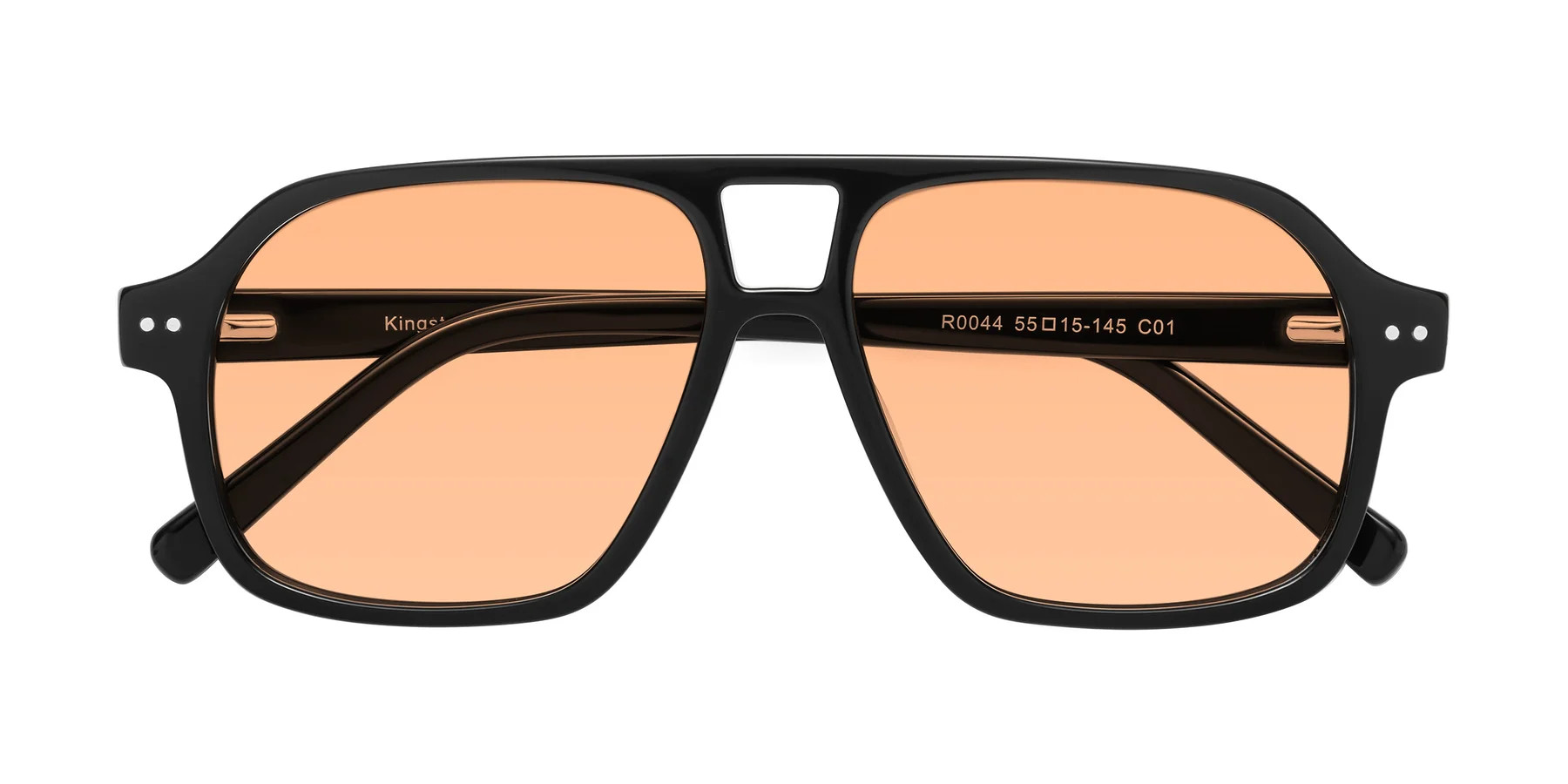 Black Grandpa Oversized Aviator Tinted Sunglasses with Medium Blue Sunwear Lenses - Kingston | Yesglasses
