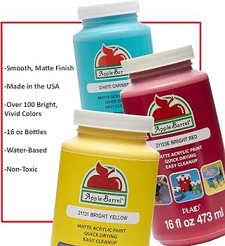 Apple Barrel Acrylic Paint in Assorted Colors (16 Ounce), 21123 Bright Red | Amazon (US)