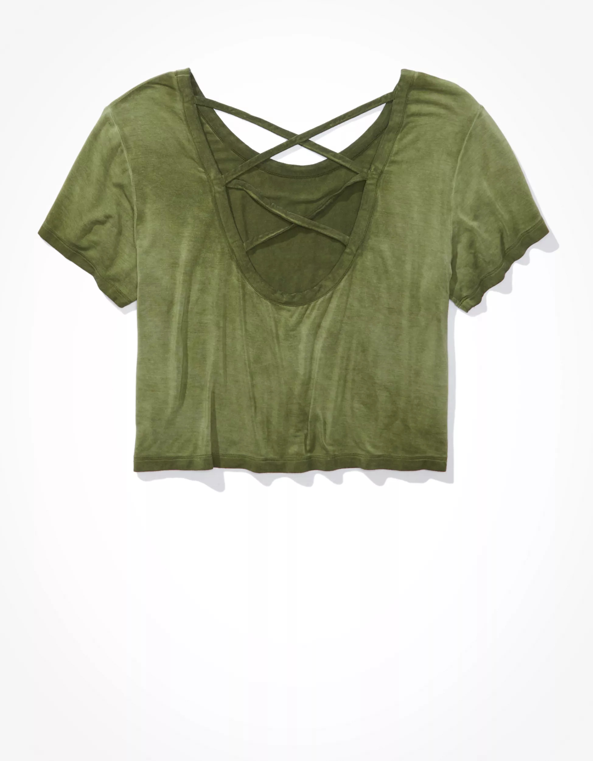 AE Soft & Sexy Cropped Open-Back T-Shirt | American Eagle Outfitters (US & CA)