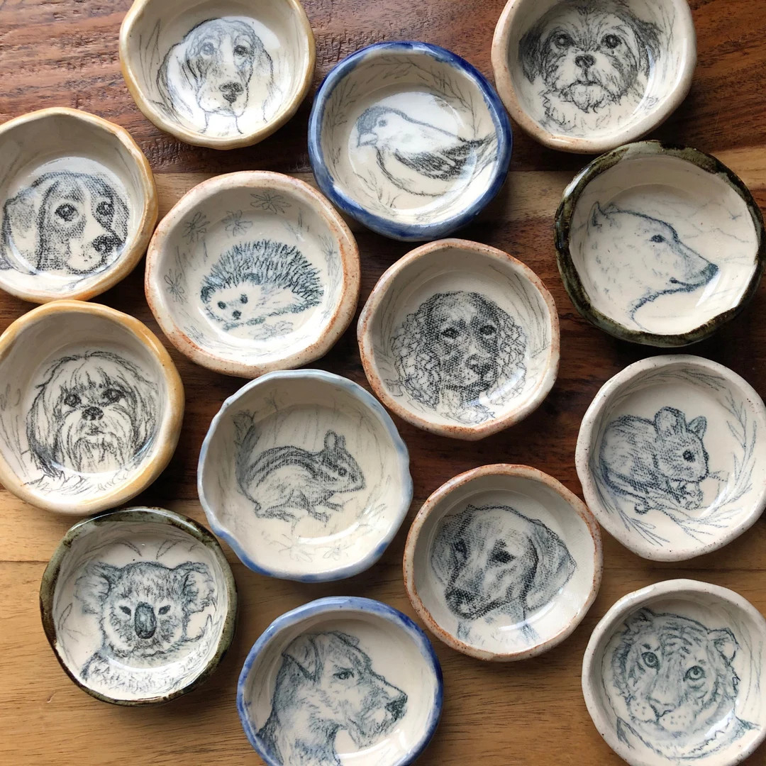 Custom Pet or Favorite Animal, Hand Drawn, Hand Made Ring Dish, Tooth Fairy, Cupcake Holder, Birt... | Etsy (US)