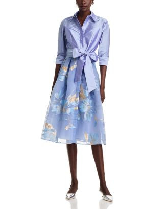 Teri Jon by Rickie Freeman Textured Taffeta Floral Jacquard Shirt Dress | Bloomingdale's Women | Bloomingdale's (AU)
