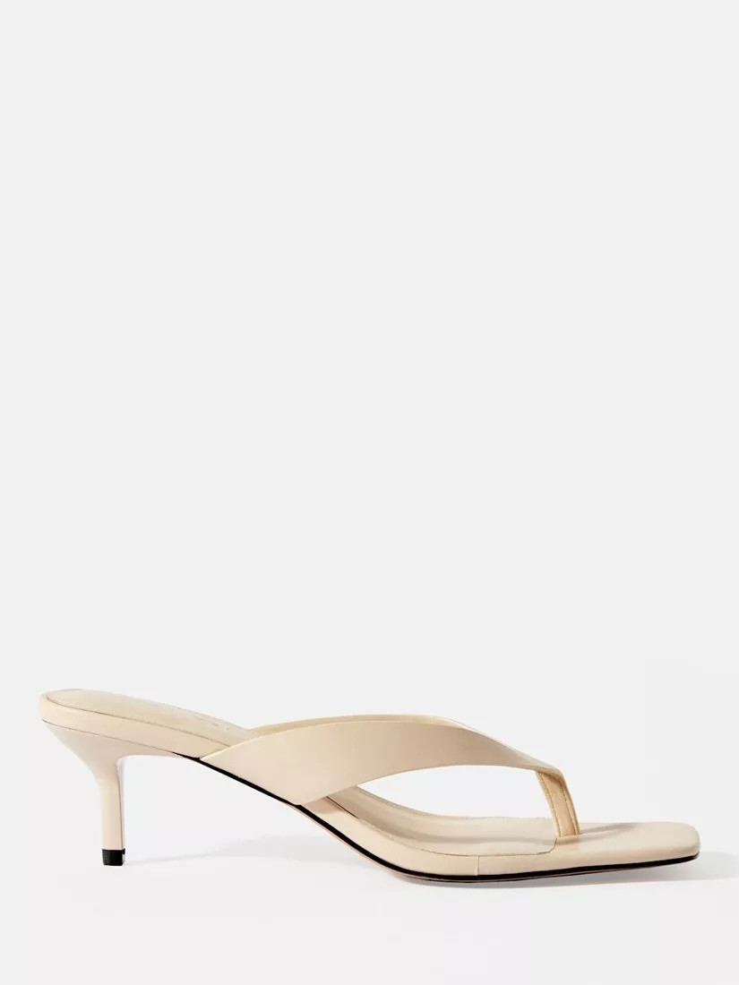 Mint Velvet Betty Leather Kitten Heel Toe Post Sandals | John Lewis (UK)