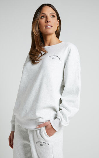 The Hunger Project x Showpo - THP Crew Neck Sweatshirt in White Marle | Showpo (ANZ)