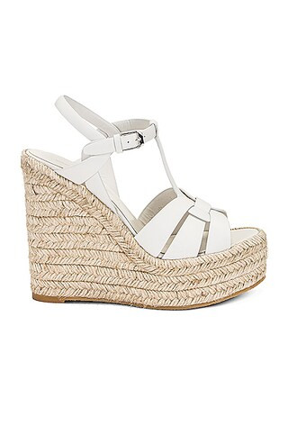Saint Laurent Tribute Espadrille Wedge in Porcellana | FWRD | FWRD 