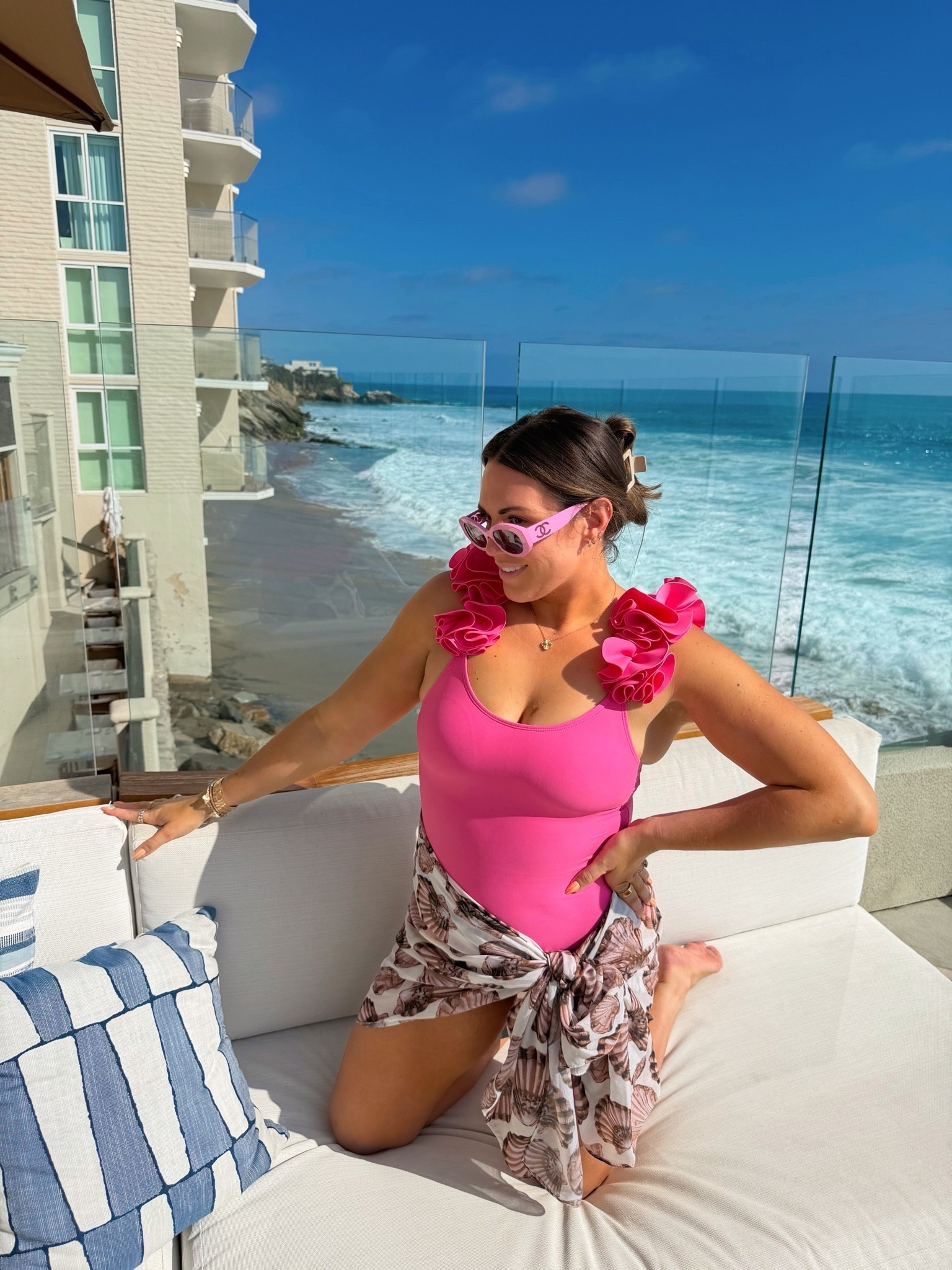curvy midsize pink one piece swim look! wearing size medium in pink statement one piece 🩷 seashell sarong is one size!

#LTKMidsize #LTKSwim #LTKTravel