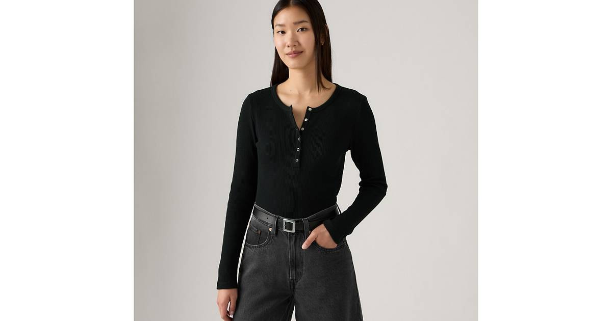 Dry Goods Women's Waffle Henley - Black | Levi's® US | Levi's US
