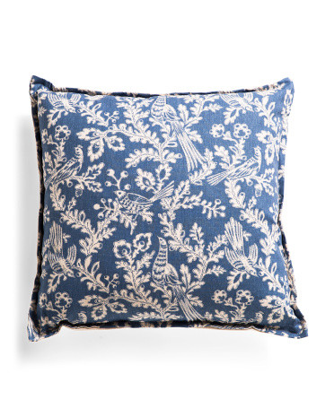 Made In Usa 22x22 Floral Bird Print Pillow | TJ Maxx