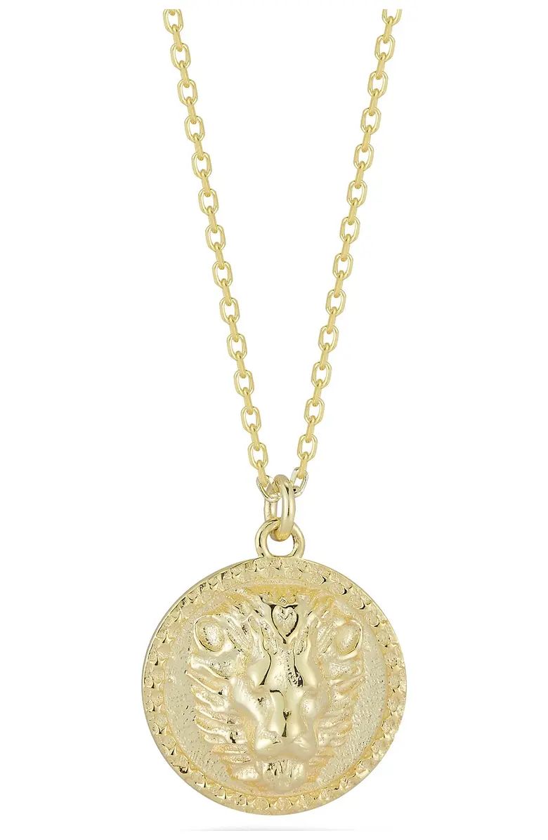 SPHERA MILANO Gold Vermeil Lion's Head Coin Pendant Necklace | Nordstromrack | Nordstrom Rack