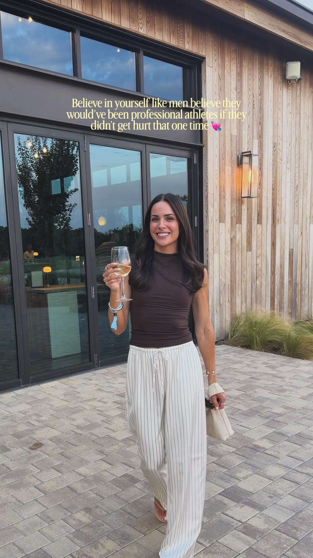 Outfit of the night for the Abercrombie party! 🤎 
Top: true to size, size down if between (XS) 
Pants: true to size, size down if between (S long) I’m 5’7” and have to wear a heel with the long length
Heels: true to size and comfy!! Was on my feet all night and no complaints

#LTKootd #LTKCon #LTKSaleAlert