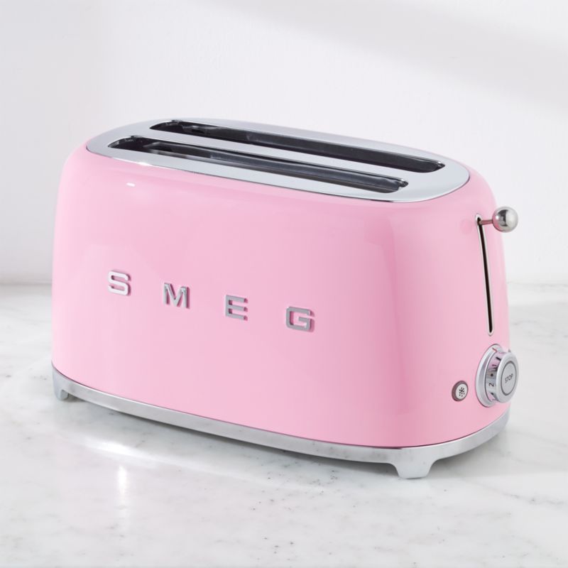 SMEG Pink 4-Slice Toaster + Reviews | Crate and Barrel | Crate & Barrel