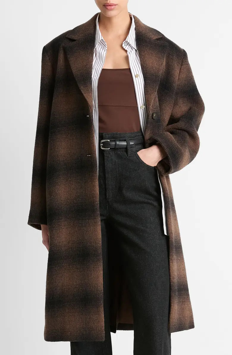 Shadow Plaid Wool Blend Coat | Nordstrom
