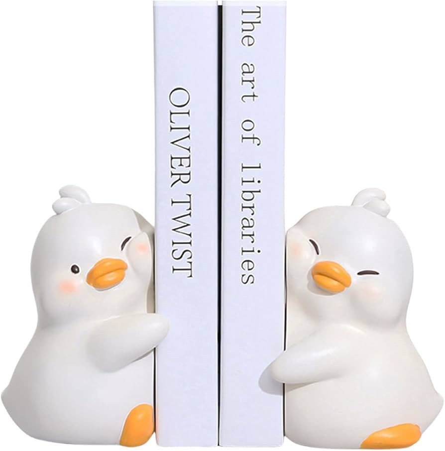 Cute Hug Ducks Decorative Bookends, Unique Book Ends to Hold Books Creative Resin Book Holder Sto... | Amazon (US)