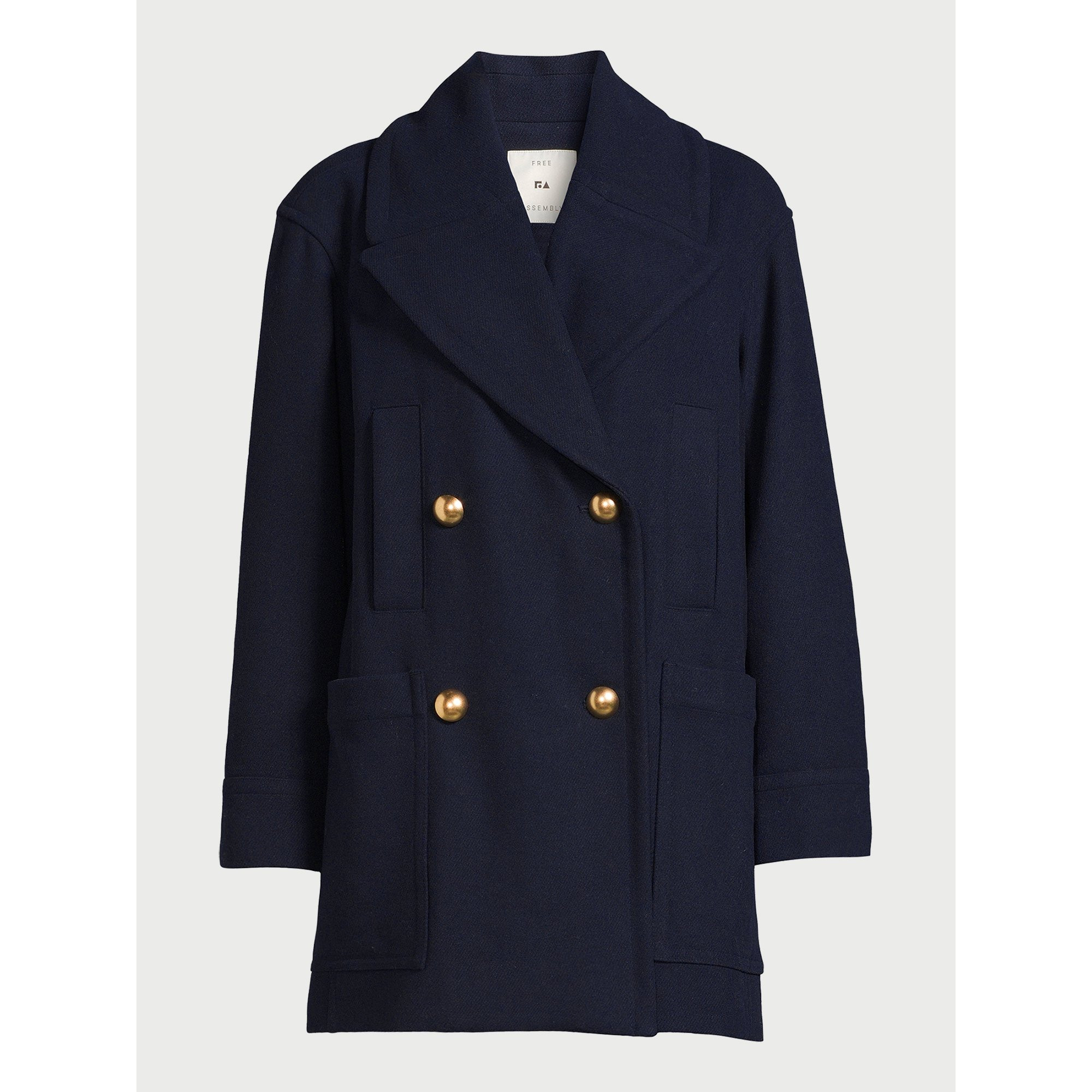 Free Assembly Women's Wool-Blend Peacoat with Patch Pockets, Sizes XS-XXXL | Walmart (US)
