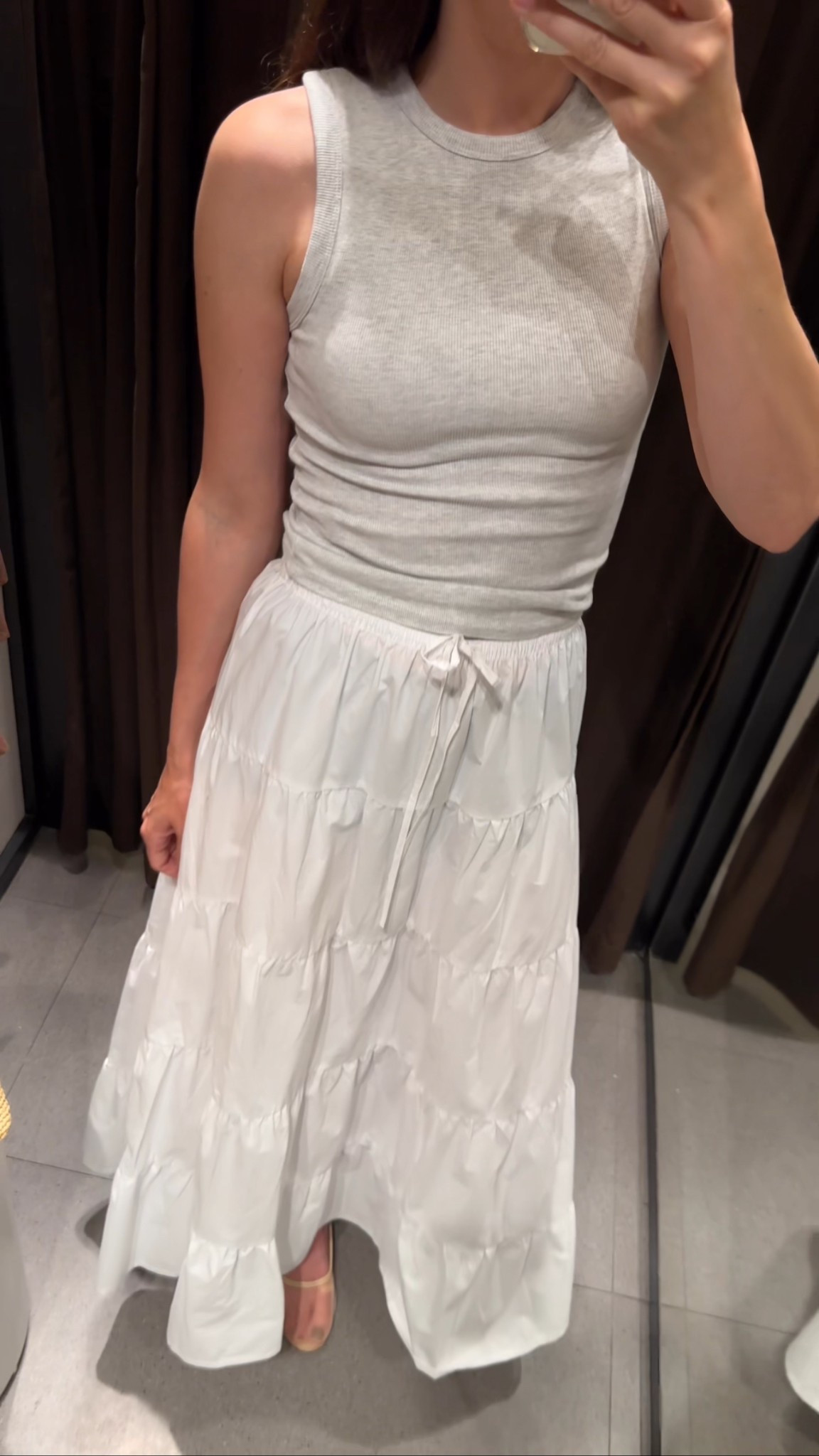 Grey ribbed tank size small
White maxi skirt size small (could have done an xs—I’m usually a 25/26)

Summer outfits, summer style, summer skirt, casual outfit, mesh flats 

#LTKFindsUnder50 #LTKSummerEdit #LTKFindsUnder100
