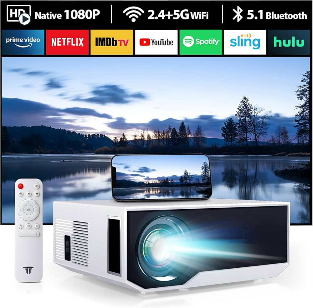 Projector with WiFi and Bluetooth, 2024 Update 16000Lumens Native 1080P Full HD Bluetooth Mini Pr... | Amazon (US)