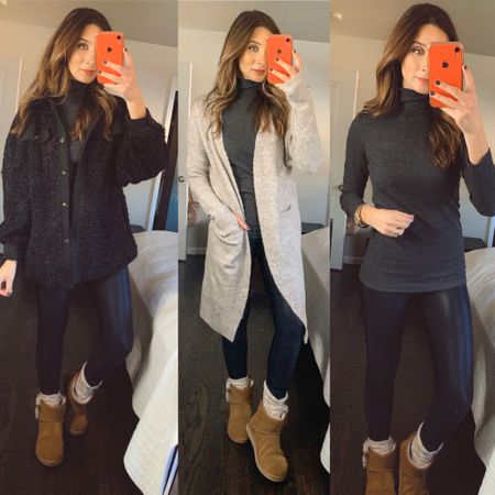Long taupe cardigan with pockets, black oversized sherpa, gray fitted mock turtleneck 

Save 40 % on one item today!!

When no site code use NICOLE_XOXO25OFF to save !!

Wearing small

Casual winter outfit, winter outfit idea

#LTKunder100 #LTKHoliday #LTKGiftGuide