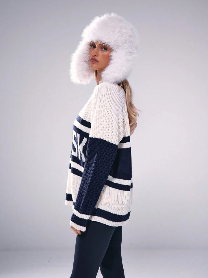 Musera Sport Thick Knit Oversized Slogan Jumper | SHEIN