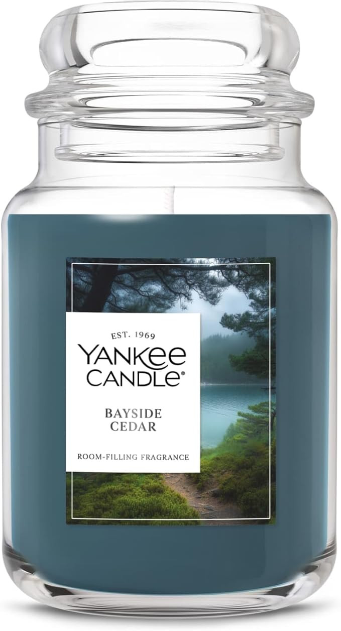 Yankee Candle Bayside Cedar, Scented Candle, 22oz Large Jar with up to 150 Hour Burn Time, Giftab... | Amazon (US)