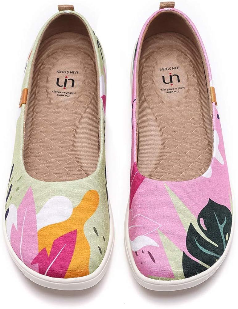 UIN Women's Ballet Flats Cute Floral Lightweight Slip On Art Painted Comfort Round Toe Shoes Summ... | Amazon (US)