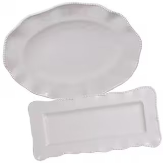 Perlette Cream 2-Piece Multi-Colored Platter Set | The Home Depot