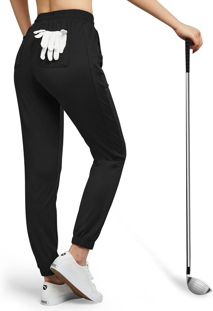 G4Free Women's Tapered Golf Pants Comfy Stretch Joggers with 4 Pockets for Lounge Casual Workout | Amazon (US)